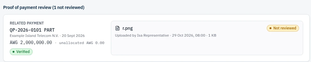Proof-of-payment review — actual Qpermits demo screen